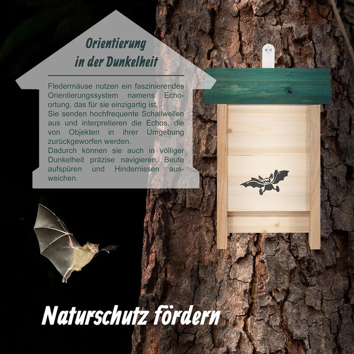Relaxdays Fledermauskasten, 4er Set, Unterschlupf für Fledermäuse, unbehandeltes Holz, HBT: 25 x 18