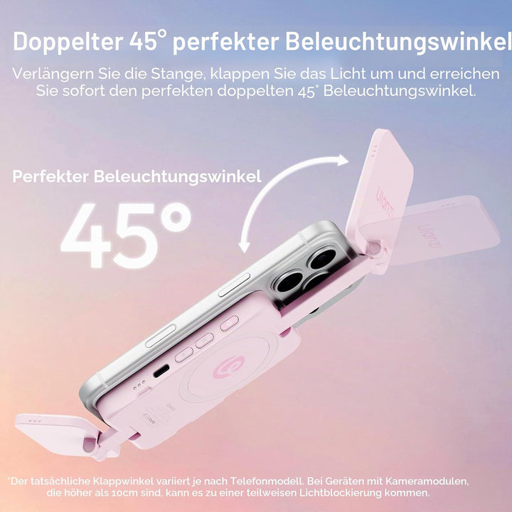 ULANZI GL01 [2026 Aktualisierte] Magnetische Selfie Licht für iPhone, Magnet LED Handy licht mit Zwe