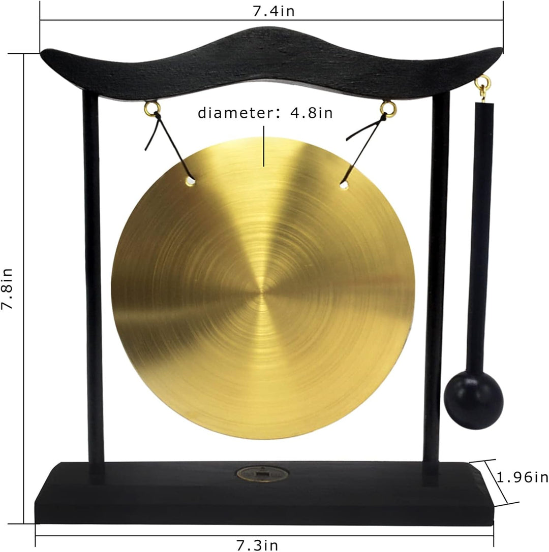 Feng Shui Messing-Gong Desktop Zen Art for Fortune + Gratis Red String Armband, Messing