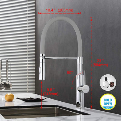 Ibergrif M22115-9 - Professionelle Küchenarmatur mit Brause, Wasserhahn für Küche mit Grau/Silber Fl