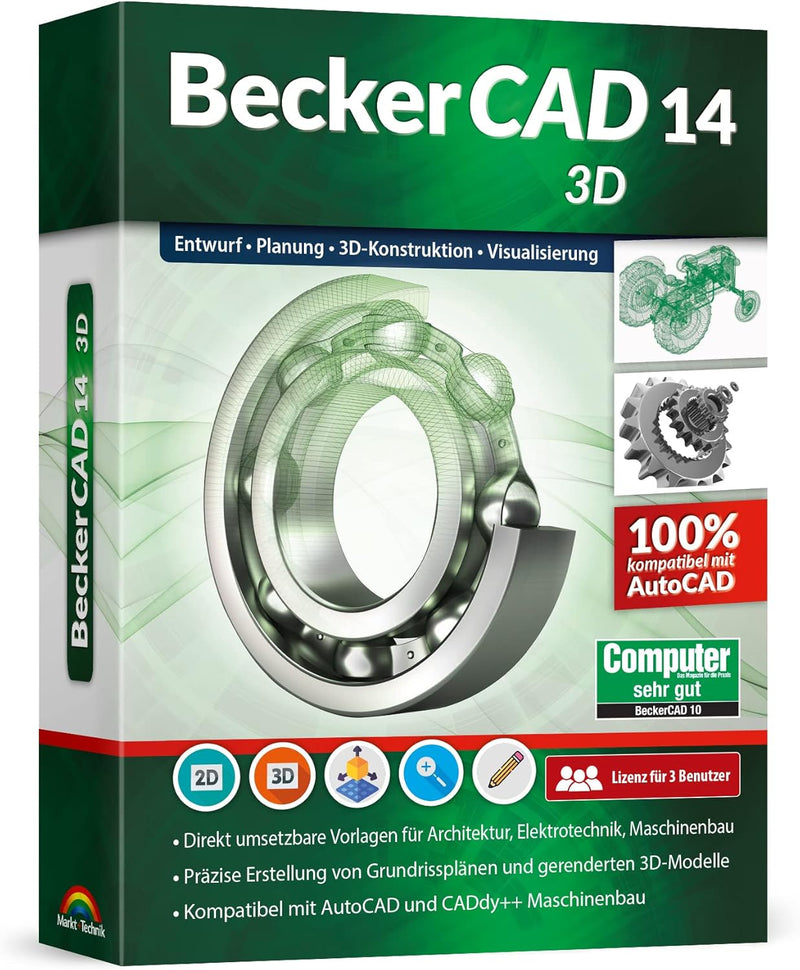 BeckerCAD 14 3D - Professionelle 2D und 3D Konstruktion Architektur, Maschinenbau, Elektrotechnik, S