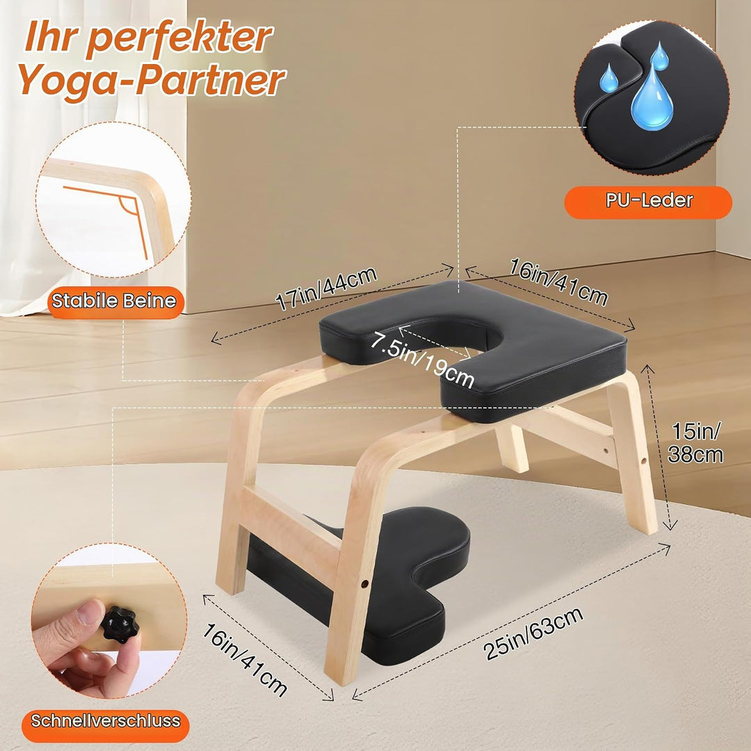 REDCAMP Yoga kopfstandhocker, Yoga Inversion Bank mit Holzrahmen und PU Pads, Entlasten Müdigkeit Ba