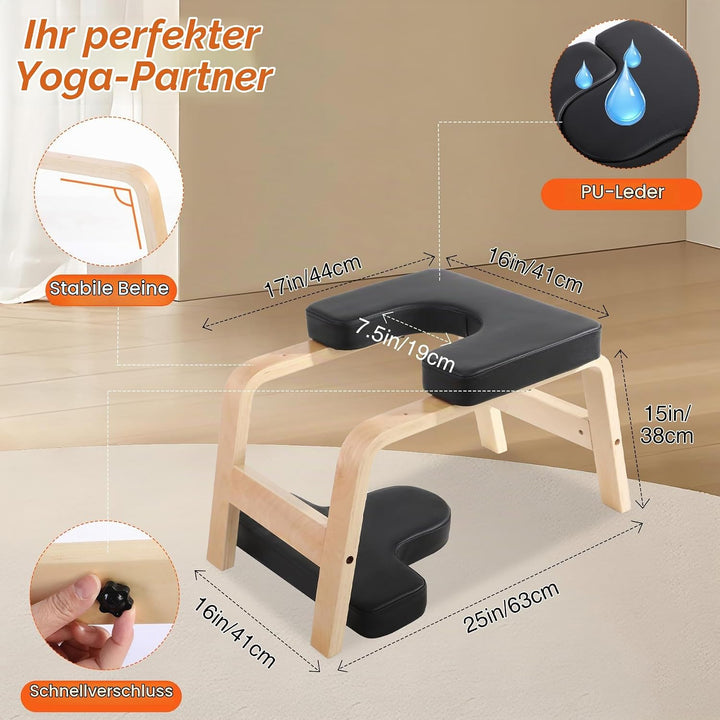 REDCAMP Yoga kopfstandhocker, Yoga Inversion Bank mit Holzrahmen und PU Pads, Entlasten Müdigkeit Ba