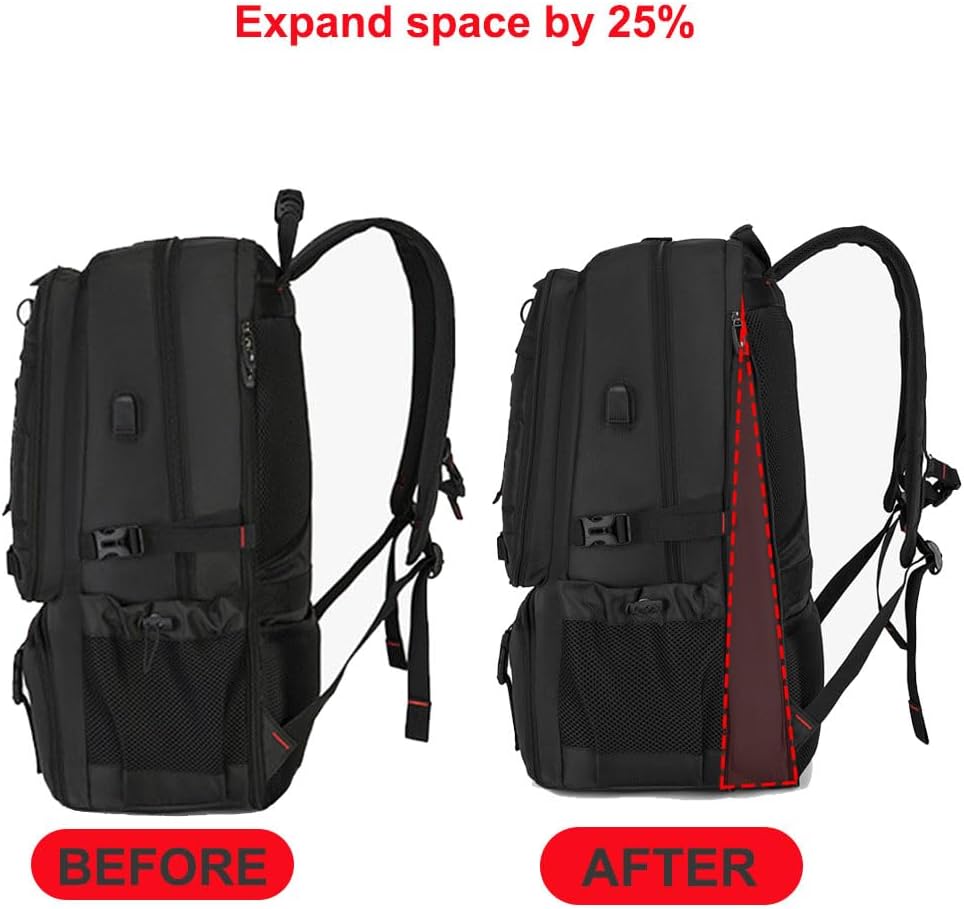 60L 80L Gross Reiserucksack Herren,Erweiterbar Handgepäck Rucksack,Wasserdichter 17-Zoll Laptoptasch