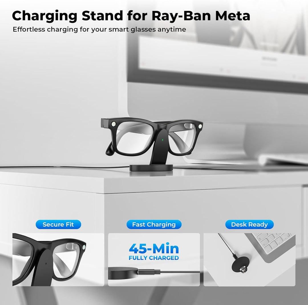 Ladestation für Ray-Ban Meta AI Brille (Gen 2), 45 Min. Schnellladegerät mit LED-Anzeige, Smart Glas
