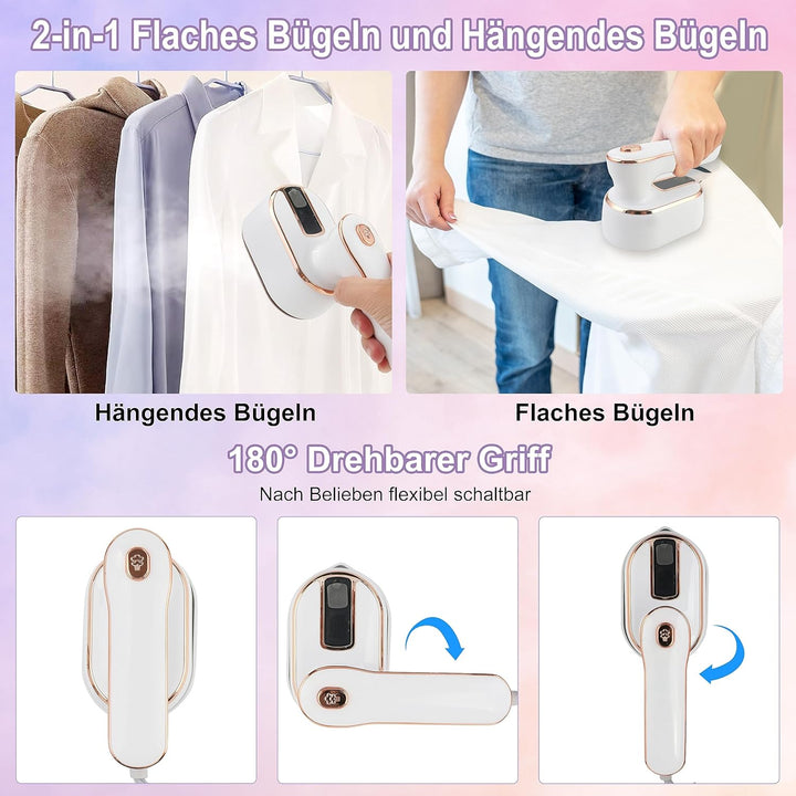 Dampfbügeleisen, 1000W Reise Steamer Dampfglätter, 15 Sekunden Schnelles Aufheizen Reisebügeleisen M