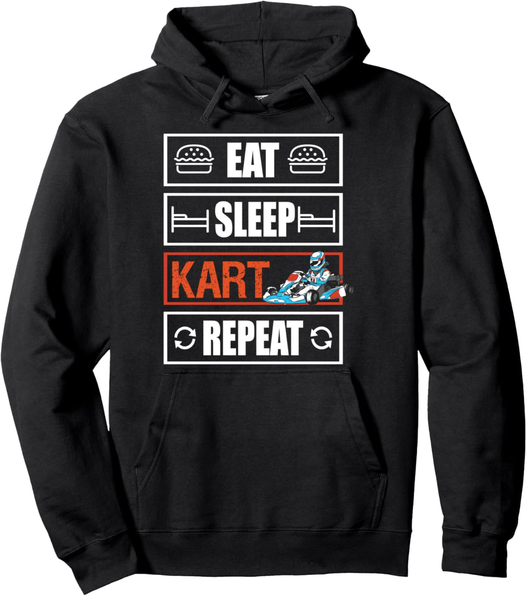 Gokart Kart Eat Sleep Kart Repeat Pullover Hoodie