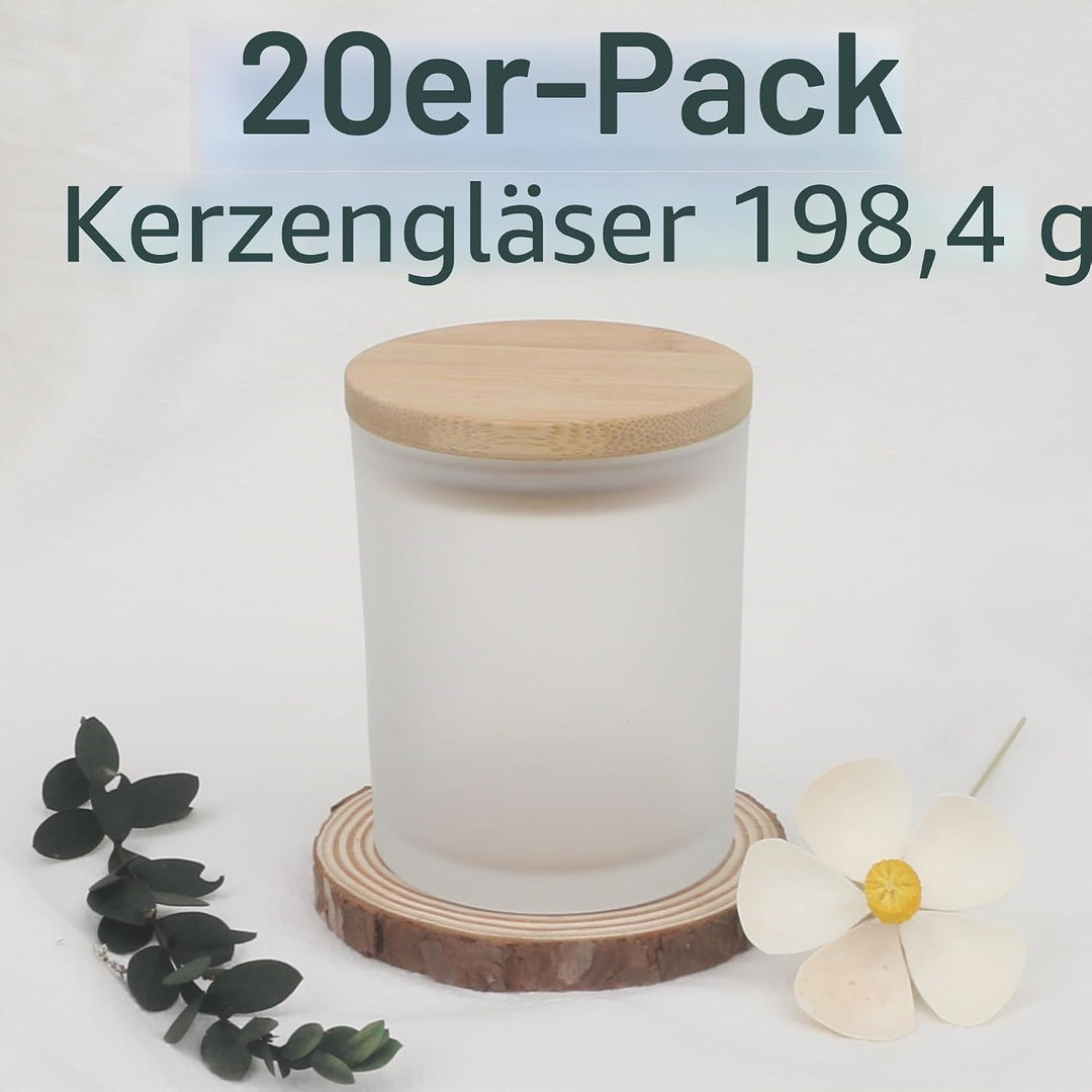 MILIVIXAY 20 Stück 200 ml Milchglas-Kerzengläser mit Deckel, leere Kerzengläser für die Herstellung