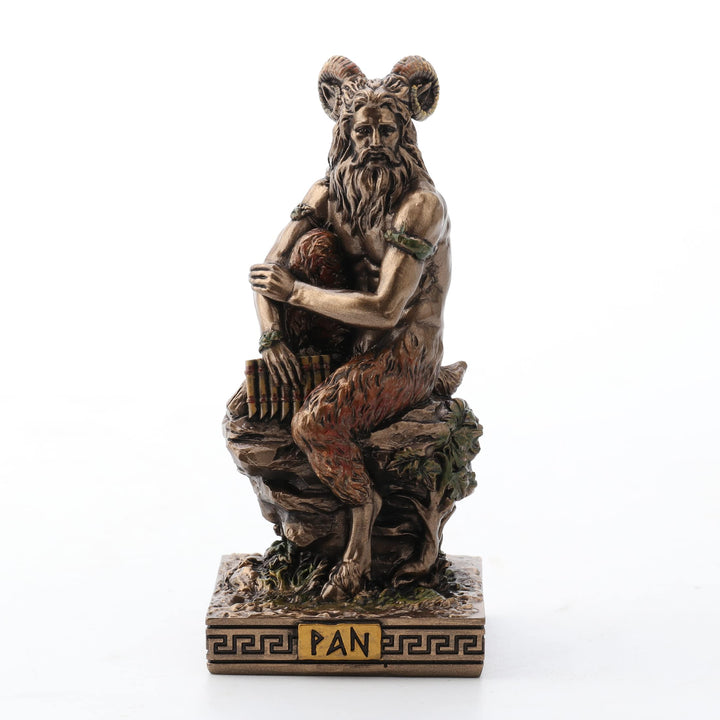 Veronese Design Pan Griechischer Gott der Wildnis, Kunstharz, handbemalt, Miniaturfigur Pan Bronze,