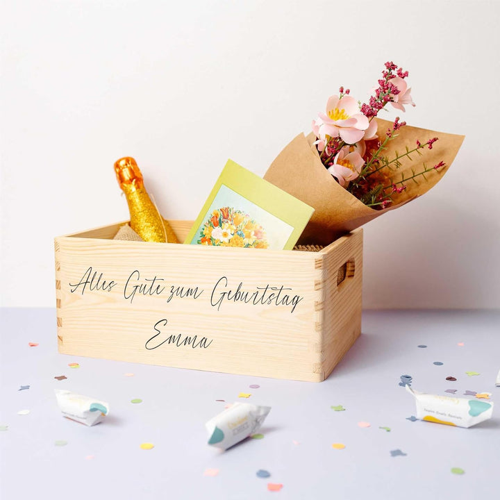Creative Deco Personalisiert Geschenke Wunschtext Holzkiste ohne Deckel | Dein Eigener Beliebig Text