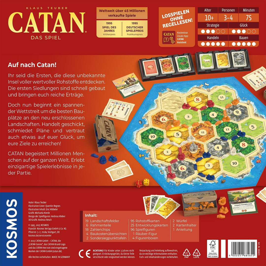 Kosmos 684655 Catan - Das Spiel, Basisspiel Siedler von Catan, Strategiespiel für 3-4 Personen ab 10