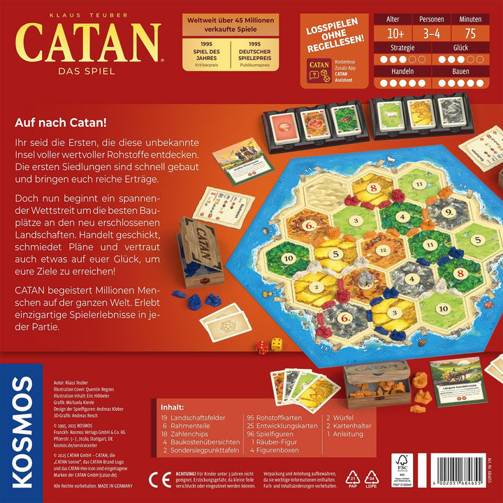 Kosmos 684655 Catan - Das Spiel, Basisspiel Siedler von Catan, Strategiespiel für 3-4 Personen ab 10