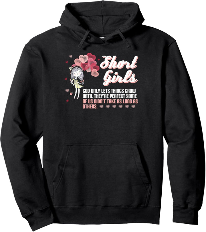 Short Girls God Only Let Things Grow Balloon Hearts Pullover Hoodie