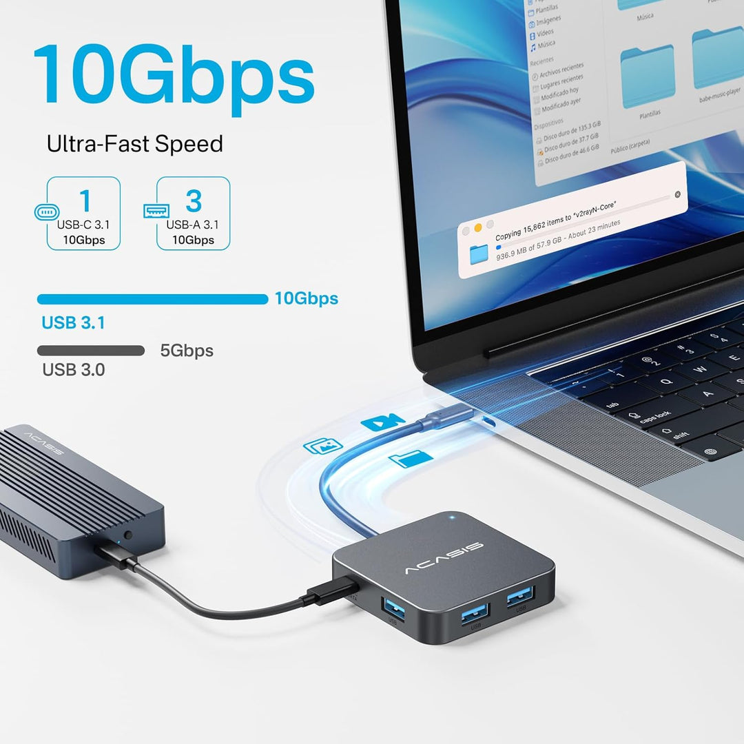 USB C Hub 10Gbps, Multiport-Adapter mit 4K60 HDMI, 100 W Leistungsabgabe, 3 USB A 3.1, Datenanschlus