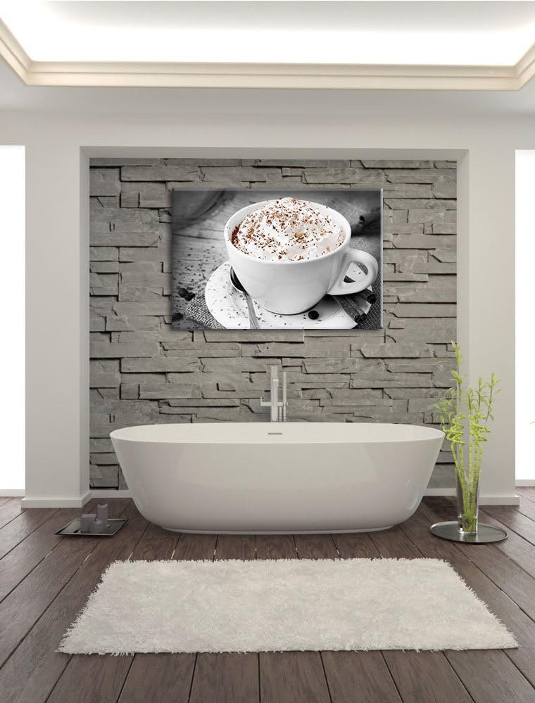 Kaffe mit Sahne und Zimt schwarz/weiss Format: 100x70 cm auf Leinwand, XXL riesige Bilder fertig ger