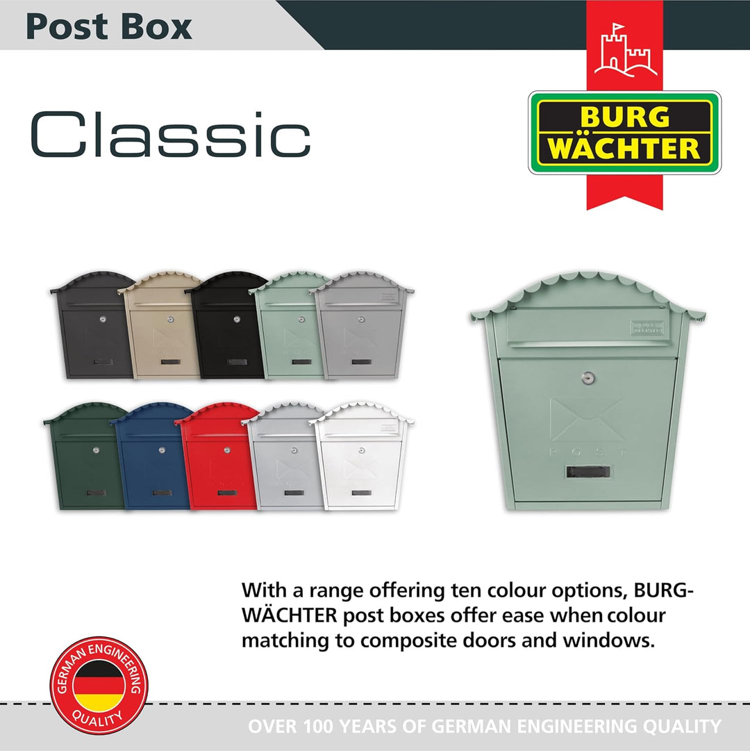 Burg-Wachter MB01CG Classic Briefkasten, Wandmontage, verzinkter Stahl, abschliessbar, wetterfest, C