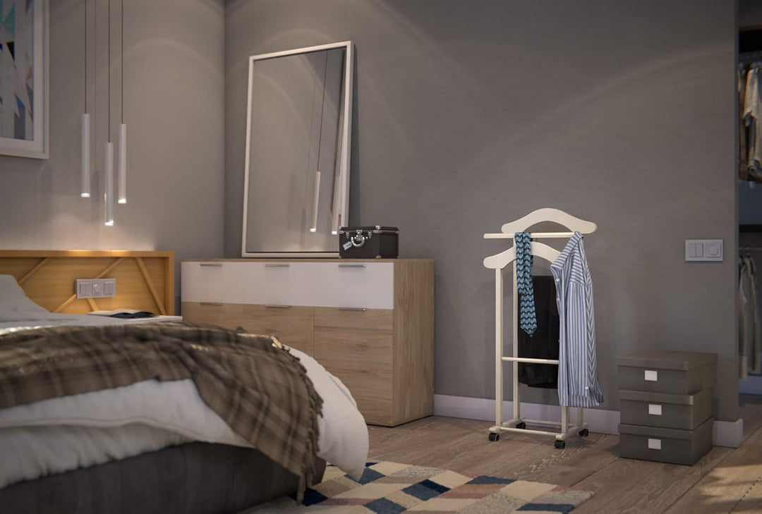 Arredamenti Italia Herrendiener für Schlafzimmer TRENDY, Holz - Farbe: Weiss Ar-It il cuore del legn