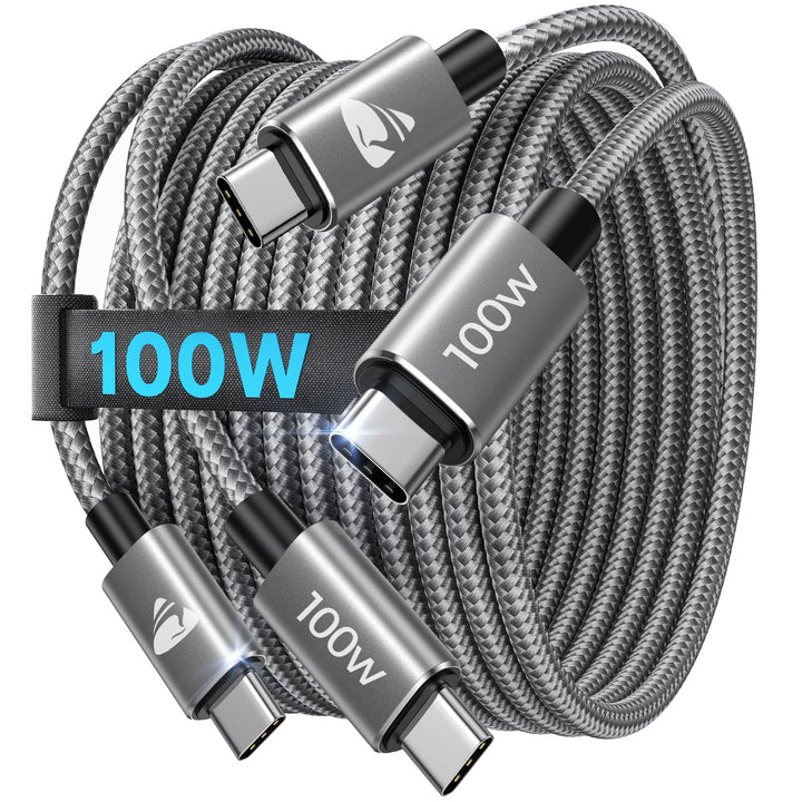 USB C auf USB C Kabel, [2 m/2 Stück] 100 W 5 A Schnellladekabel USB C Nylon geflochten für iPhone 17
