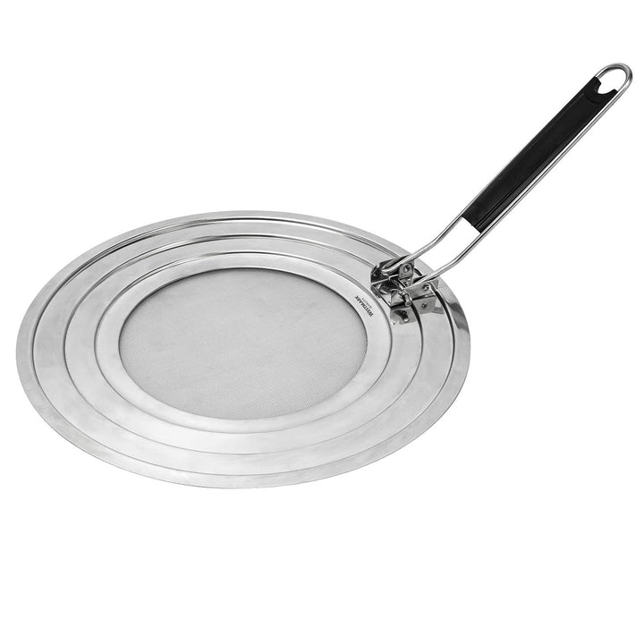 Westmark Spritzschutz, Für Töpfe und Pfannen mit Ø 20, 24 und 28 cm, Hitzeisolierter Griff, Rostfrei