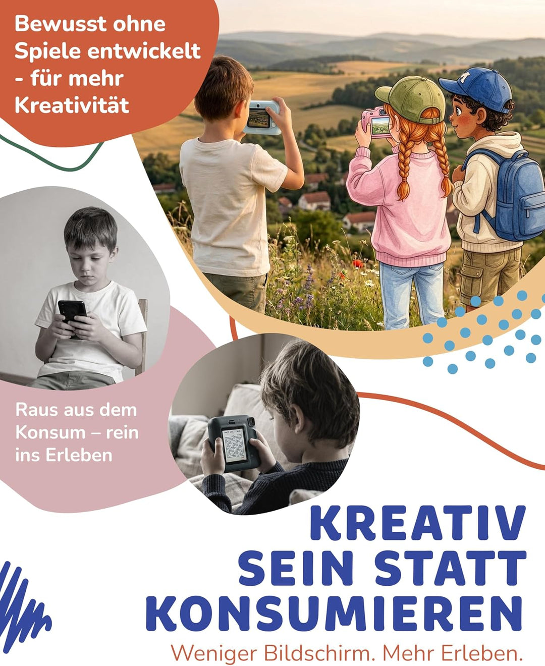 Kinderkamera Sofortbildkamera Kinder Digitalkamera Sofortdruck - Kamera für Kinder mit Fotos drucken