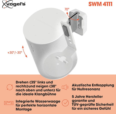 Vogel's SWM 4111 Wandhalterung | Exclusiv für Sonos ERA 100 Lautsprecher | Hochwertig und durchdacht