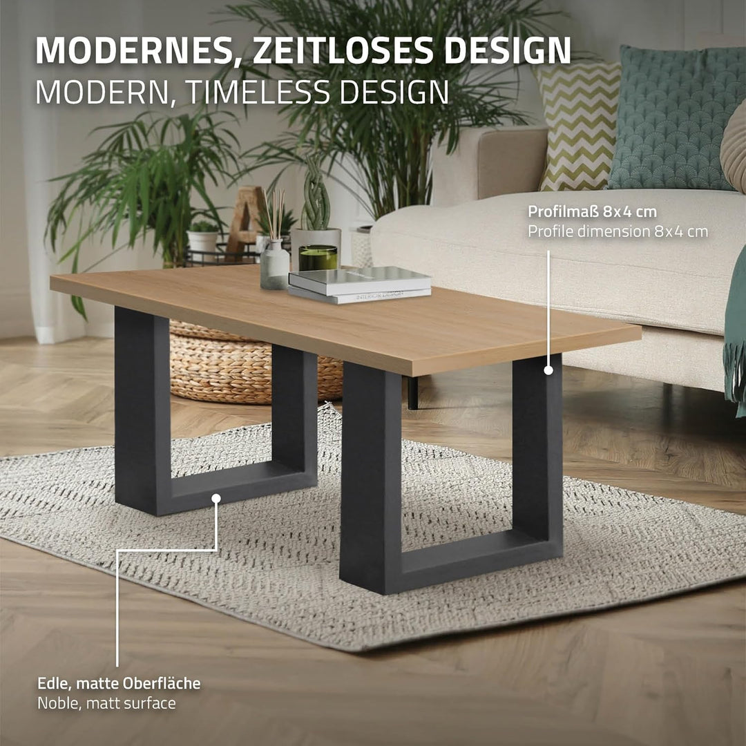 ECD Germany 2x Tischbeine 40x43 cm, Anthrazit, pulverbeschichteter Stahl, Industriedesign, Vierkantp