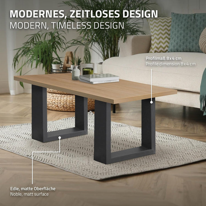 ECD Germany 2x Tischbeine 40x43 cm, Anthrazit, pulverbeschichteter Stahl, Industriedesign, Vierkantp