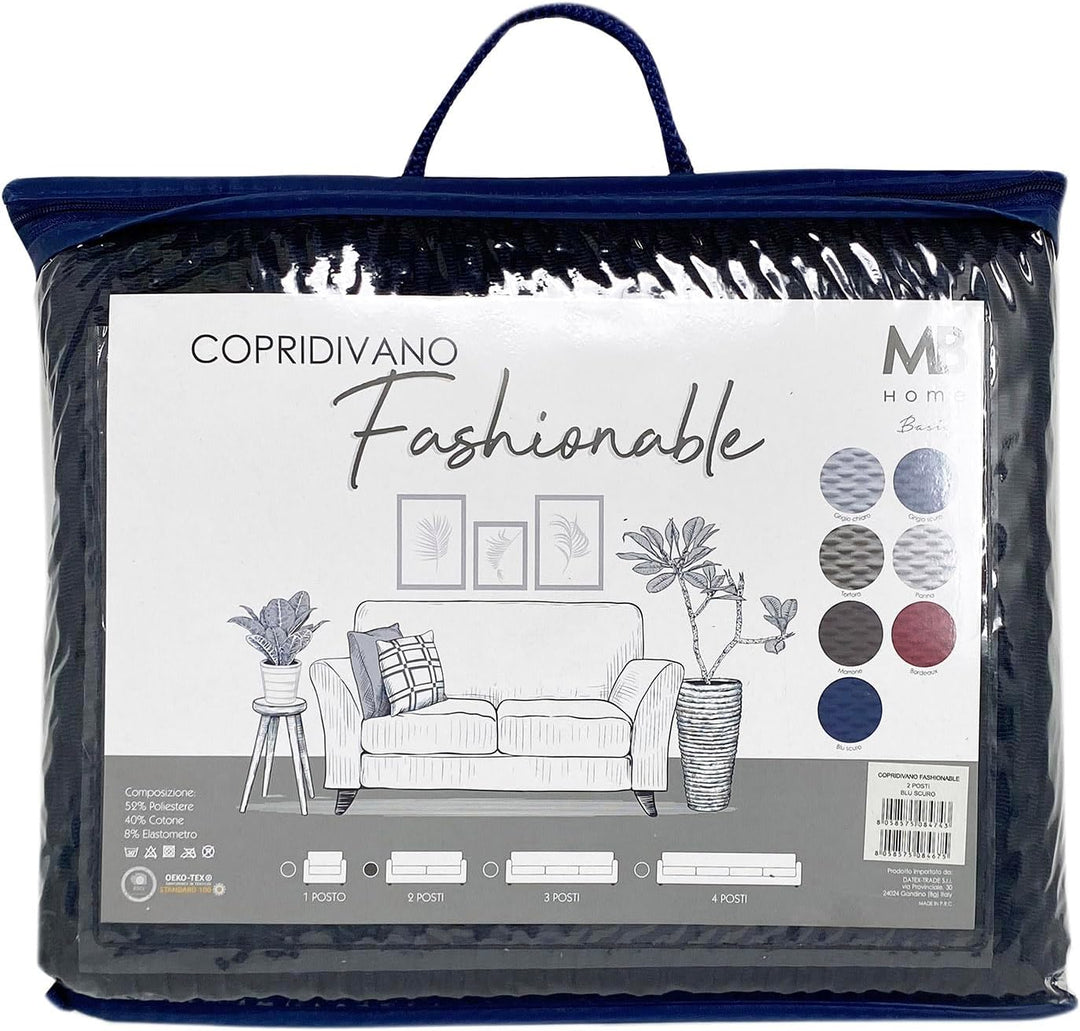 Sogni e capricci CD-FASH-BLU SCURO-2P “Fashionable” Sofa Abdeckung, Dunkel blau, 2 Plätze Dunkel Bla