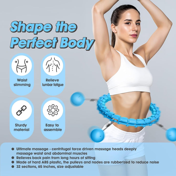 Smart Hoop Reifen Erwachsene mit Gewicht Kugel，32 Knoten Umfang (57-165cm) Abgebauter Fitnessreifenl