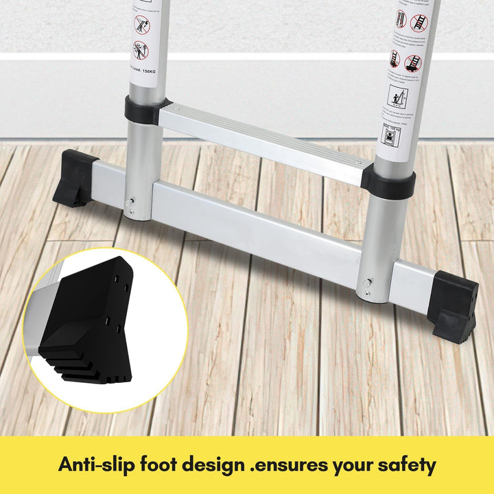 Fiqops 1,7m+2m Teleskopleiter aus Aluminium, 5+6 Stufen Klappleiter A-Rahmen Mehrzweckleiter Stehlei
