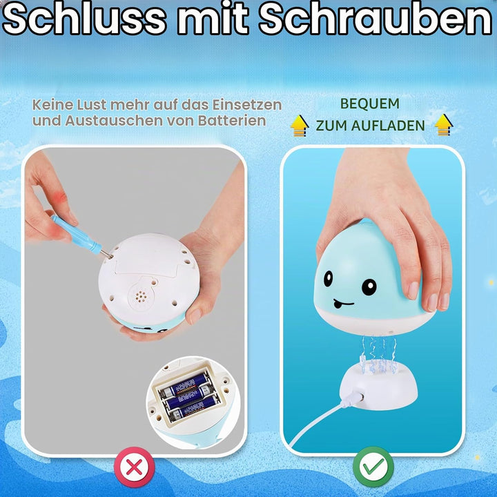 Gigilli Baby Badewannenspielzeug, Leuchtender Spritzender Wal-Spielzeug 6-12 12-18 Monate Badespielz