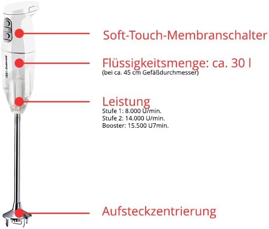ESGE Zauberstab Cordless PRO, 2500 mAh Li-Ion Akku Profi Stabmixer, Pürierstab, ergonomischer Griff,