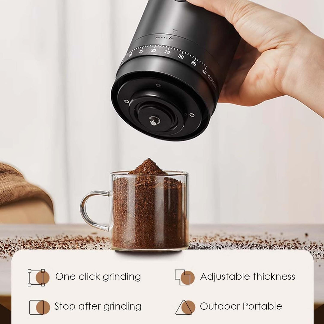 Elektrische Kaffeemühle, USB, wiederaufladbar, mit Keramik-Konik, tragbare Kaffeemühle mit mehreren