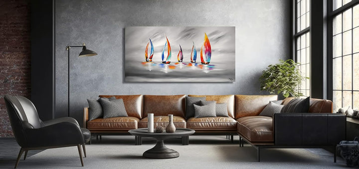 Monica Mirafiori I 100% HANDGEMALT I Gemälde Unter Segel 100x50cm | Gemälde Handgemalt | Acrylgemäld