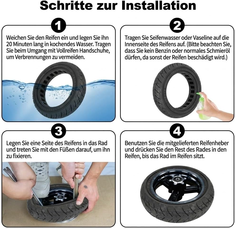Satgoo 8,5 Zoll Offroad Vollgummireifen für Xiaomi Pro 2, Pro, 1S, Essential, Mi 3, E Scooter Reifen