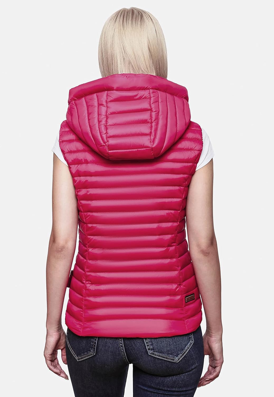 Navahoo Damen Übergangsjacke leichte Steppweste mit Abnehmbarer Kapuze Shadaa XS-3XL XS Fuchsia, XS