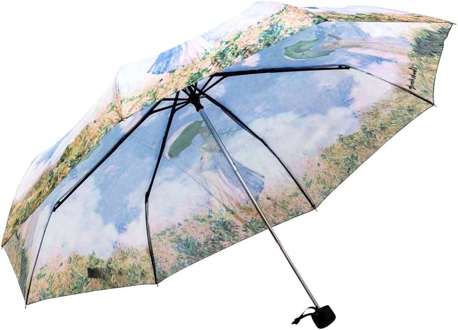 LUCKYWEATHER Regenschirm Taschenschirm Mini Damen Motiv Monet Frau mit Sonnenschirm I Taschenschirme