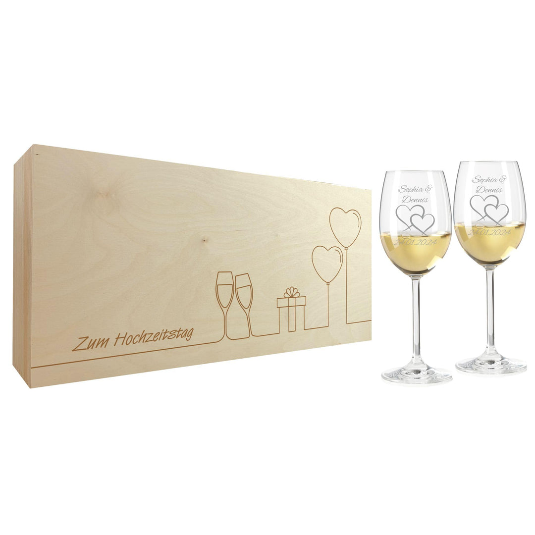 Geschenk zum Valentinstag – Wein Geschenksets – Weinglas mit Gravur 370ml – Hochzeitsgeschenke – Ges