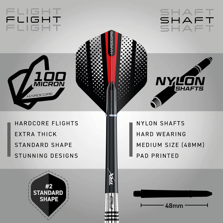 RED DRAGON Sidewinders 25g, 27g or 30g Flightmaster Tungsten Darts Set mit Flights und Schäfte 27.0