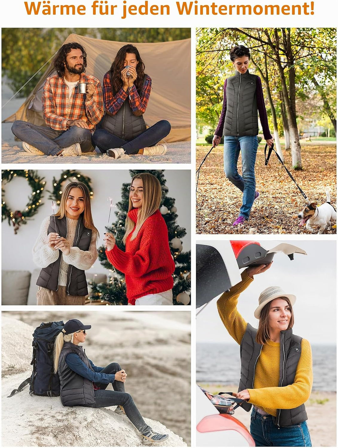 Vofuoti Beheizbare Weste Damen mit 10000 mAh Powerbank,Weihnachten Geschenk für frauen,Slim fit Wärm