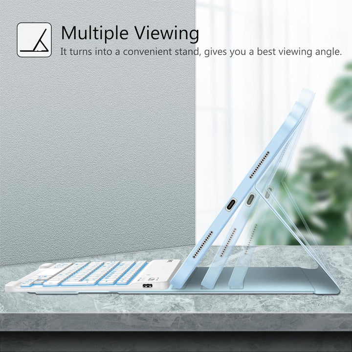 Fintie Tastatur Hülle für iPad 10. Generation 2022 (10.9 Zoll), Keyboard Case mit 7-farbig Beleuchte