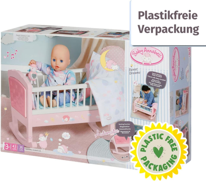 Zapf Creation 703236 Baby Annabell Sweet Dreams Wiege Puppenwiege mit automatischer Schaukelfunktion