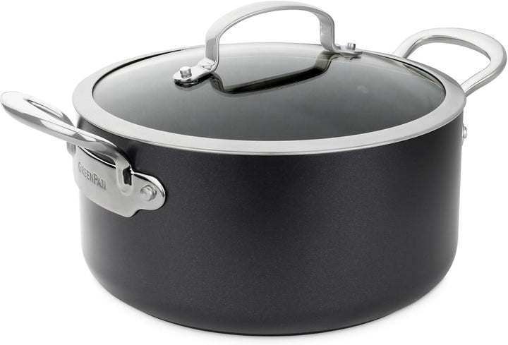 GreenPan Barcelona Hartanodisierte Gesunde Keramische Antihaft Kasserolle 18 cm/2,1 Liter mit Glasde