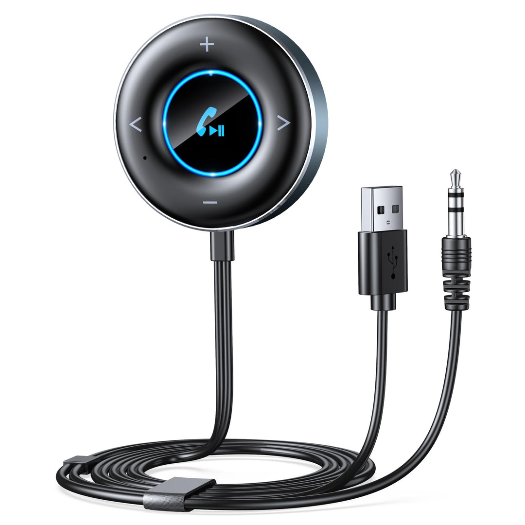 Aux Bluetooth Adapter Auto, [Plug & Play] Bluetooth 5.3 Empfänger Klinke 3.5mm, Freisprechanrufe, Du