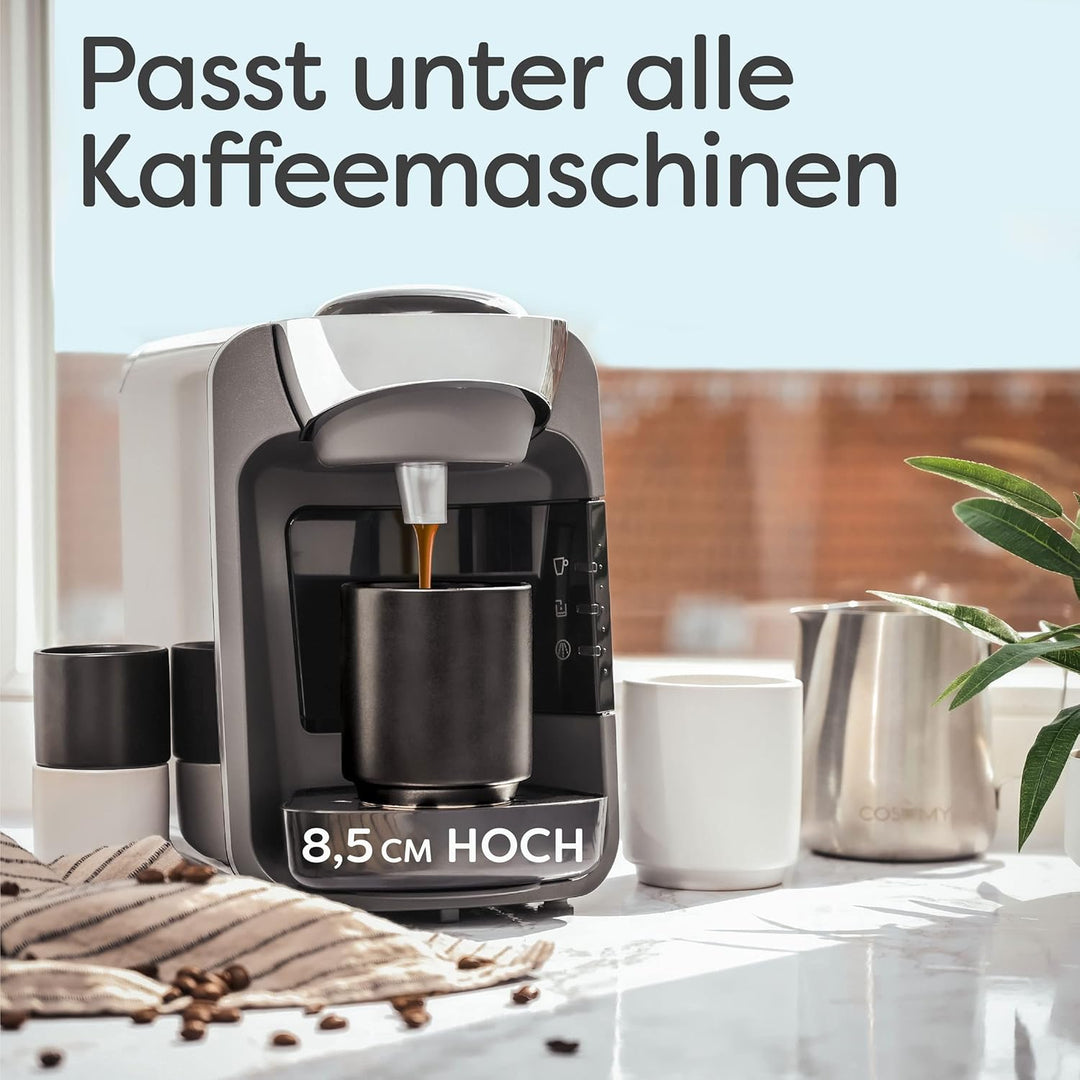 Cosumy Cappuccino Tassen 4er Set Schwarz aus Keramik - Stapelbares Design - Entworfen für Latte Art