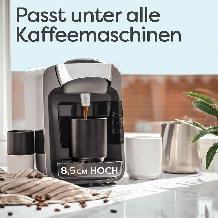 Cosumy Cappuccino Tassen 4er Set Schwarz aus Keramik - Stapelbares Design - Entworfen für Latte Art