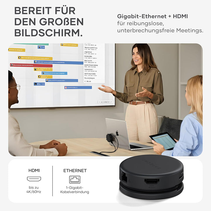 SATECHI OntheGo™ 7-in-1 USB-C Hub, magnetischer kompakter Multiport Adapter 100W Power Delivery, HDM