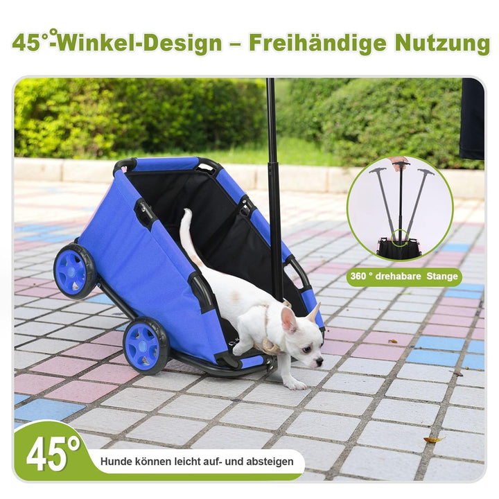 Mini-Hundewagen für Mini-Haustiere, faltbarer multifunktionaler Einkaufswagen mit ausziehbarem Ziehg
