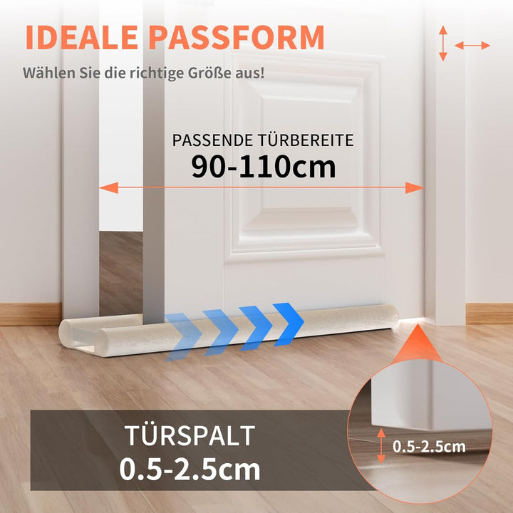 BKSAI Zugluftstopper für Türen Rückstandlos Türdichtung Haustür 60-110CM Windstopper Kälteschutz Sch