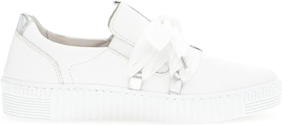 Gabor Damen Low-Top Sneaker, Frauen Halbschuhe,Wechselfussbett,Best Fitting 35 EU Weiss Silber Ice,